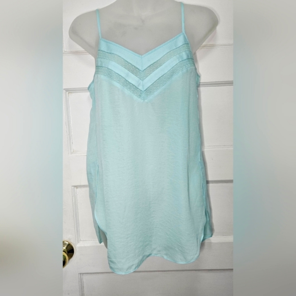 Express Seafoam Strappy Lace Trim Vneck Tunic Camisole Sz XS